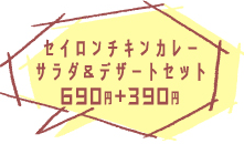 セイロンチキンカレー サラダ&デザートセット 690円+390円