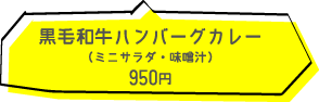 黒毛和牛ハンバーグカレー(ミニサラダ・味噌汁)950円