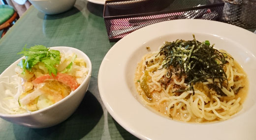 パスティーナ 選べるパスタランチ　たかなとたらこ